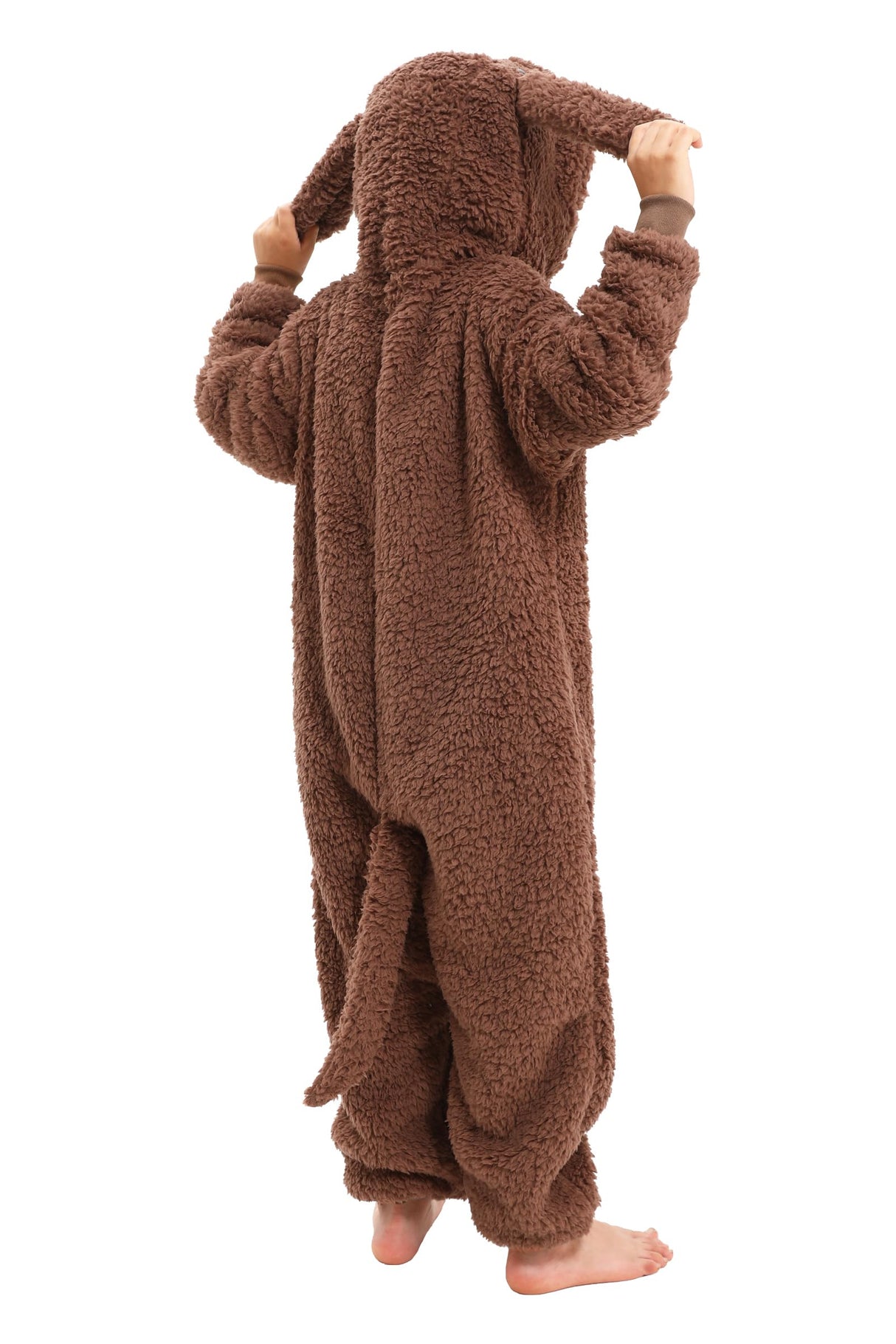 Loiahoer Kids & Teens Poodle Dog Onesie Costume Brown Puppy Dog Halloween Costume Cosplay Costume for Girl and Boy,XS