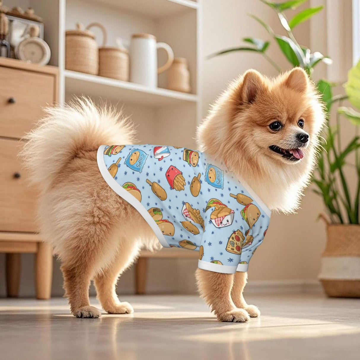 Cute Fast Food Dog T Shirt Dogs Cats Cotton Shirts Short Sleeve Clothes Soft Stretchy Pet Costume Doggy Outfit Pullover Jumper Puppy Sweatshirt Large
