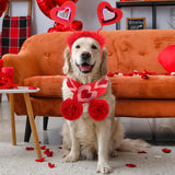 SilTriangle 3 Pieces Valentines Day Dog Costume Set Including Red Love Headband Valentines Dog Tutu Dress Cute Pet Tutu Red Pet Scarf for Medium Animal Holiday Outfit Accessory