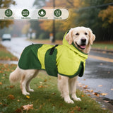 BRKURLEG Dog Raincoat for Small Medium and Large Dogs Waterproof Dog Rain Jacket Adjustable Hooded Dogs Raincoat Pet Rain Coat Poncho with Leash Hole, Reflective Strip, Green, M