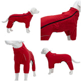 Lovelonglong Warm Dog Coat, Windproof Dog Jacket for Small Medium Large Dogs, 4 Legged Fleece Dog Winter Coat Zippered Closure Dog Outdoor Jacket Red S