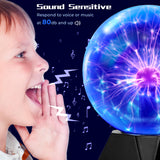 Theefun Blue Plasma Ball: 6 Inch Plasma Globe Touch & Sound Sensitive Plasma Ball Lamp Electric Ball Lightning Novelty Light for Parties, Home, Prop, Decoration, Christmas Gifts