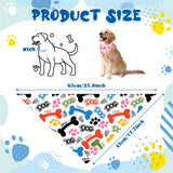 Bensbl 30Pcs Dog Bandanas Bulk Adjustable Washable Triangle Pet Bandanas Cartoon Bone Paw Print for Small Medium Large Dogs Grooming Daily Wear Birthday Party