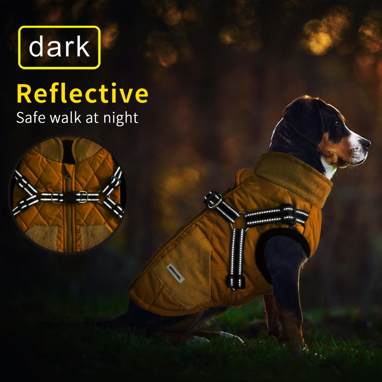 Mosucoirl Warm Dog Coats Pet Clothes, Waterproof Dogs Jacket Reflective Pet Outfits Winter Dog Cold Weather Coat Cozy Snow Jackets Vest for Small Medium Large Dogs Puppy Doggie