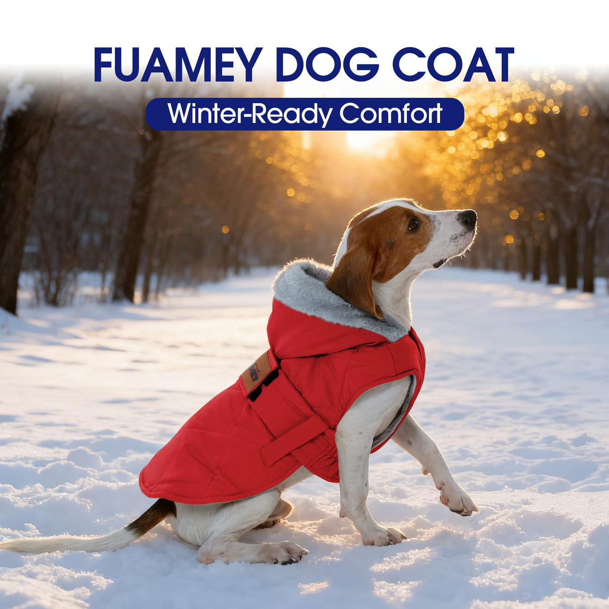 FUAMEY Dog Jackets for Large Breed, Adjustable Dogs Coats Fleece Lined for Chilly Morning, Thermal Winter Pups Outfits with Harness Hole, Sleeveless Puppy Vest Waterproof (Red, 2XL)