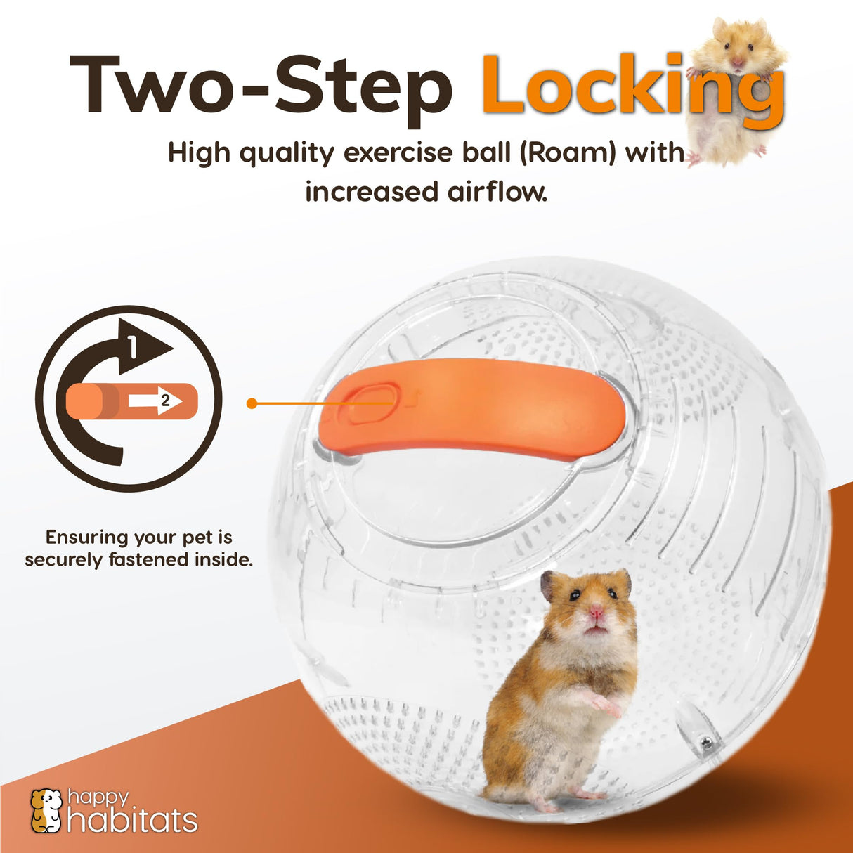 Happy Habitats Clear Hamster Exercise Ball (7”) – Sturdy Dwarf Hamster Ball for Safe, Active Play – Ventilated Small Animal Toys for Gerbils, Mice & Other Small Pets – Must-Have Pet Rat Accessories