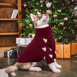 Kuoser Dog Sweater,Warm Dog Sweaters for Medium Dogs,Turtleneck Knitted Dogs Sweater Christmas Outfit,Cold Weather Pet Winter Clothes Doggie Pullover Girls Boys for Fall Xmas,Red M