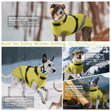 QBLEEV Large Dog Coat, Big Dog Winter Jacket for Large Dogs, XXX-Large Waterproof Cold Weather Snow Vest with Zip & Reflective, Windproof Built-in Harness Warm Fleece Snowsuit Clothes, Green, XXXL