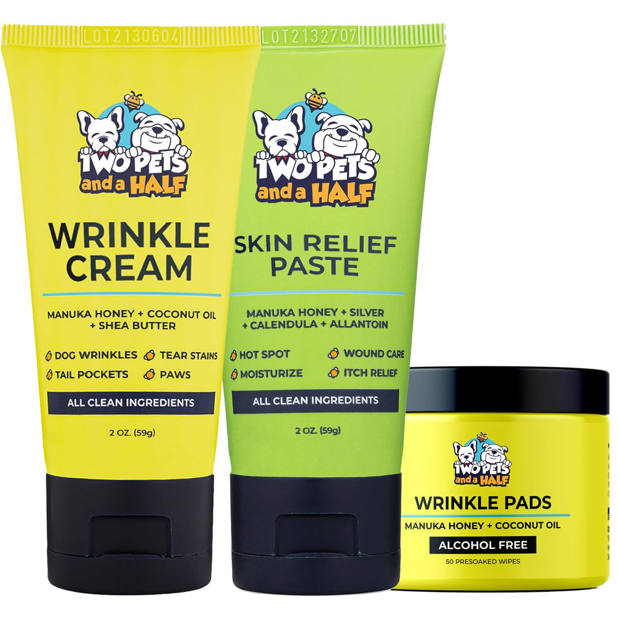 Bulldog Skin Care(Pack of 3)Paste for Bulldogs Wrinkle+Wrinkle Wipes For French Bulldogs+Skin Relief for Dog-Say Bye To Rash,Redness On French Bulldog & English Bulldog, Pug-Frenchie Dog Accessories
