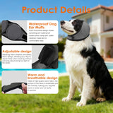 Dog Ear Muffs for Noise Protection & Bath, NoShake Ear Wrap for Hematoma, Drying & NoiseAnxiety Relief - Elastic Waterproof Dog EarProtector with Calming Cover Design for Grooming (Grey, Medium)
