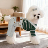FLAdorepet Classic Dog Denim Jumpsuit Overalls,Dog Pet Cat Jeans Pants Clothes,Puppy Cowboy Costumes Outfits for Chihuahua Yorkie Dachshund (Light Blue, X-Large)