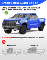 Breejoy in-Channel Window Rain Guards Fit for Chevy Silverado/GMC Sierra 1500 2019-2026 Crew Cab, Extra Durable Window Visors Vent Visors Window Deflector Vent Shades Car Accessories -4 pcs