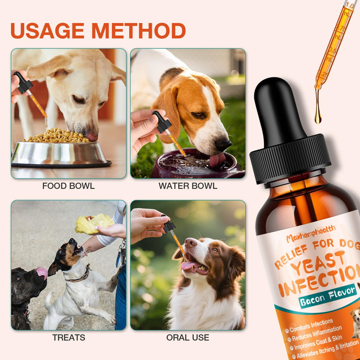 Dog Yeast Infection Treatment : Natural Yeast Infection Drops for Dogs - Anti-Yeast Drops for Itchy Ears, Paws & Skin Allergy Relief, Herbal Supplement for Dog Ear Yeast Infection Treatment, 2 Oz