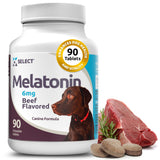 K9 Select Melatonin for Large Dogs - Composure Dog Calming Chews - Dog Melatonin for Sleep - Reduce Stress for Large Dogs - 6 mg, 90 Beef Flavored Chewable Tablets