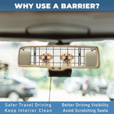 OUSHENG Car Dog Barrier for SUV, Adjustable Pet Divider Gate for Trunk Cargo Area, Universal-Fit Back Seat Heavy-Duty Wire Mesh Dogs Separator Guard Net, Vehicles Safety Travel Accessories