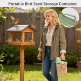 Brabtod Bird Seed Storage Container Portable-3 Qt/2.8 L Clear Pet Food Container-with Measuring Cup/Lid,Airtight Wild Bird Seed Dispenser for Storing Sunflower Seed|Squirrel proof|BPA Free-Green