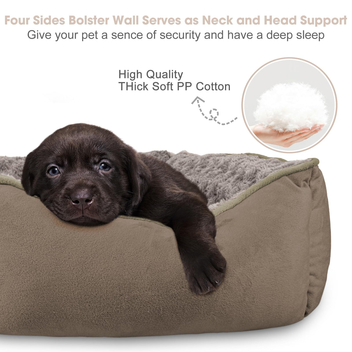 JOEJOY Rectangle Dog Bed for Large Medium Small Dogs - Washable Orthopedic Sofa Bed, Soft Breathable Puppy & Pet Cuddler, Durable Calming Dog Bed with Anti-Slip Bottom, Multiple Sizes, Dark Brown