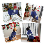 Vehomy Christmas Dog Turtleneck Sweater Christmas Pet Cable-Knit Sweater with Snowflake Pattern Cold Weather Pullover Sweaters Xmas Pet Knitwear Apparel Outfit for Small Medium Large Dogs Navy 3XL