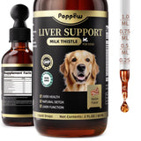 POPPAW Milk Thistle for Dogs – 9-in-1 Liver and Kidney Support Drops with Artichoke, Resveratrol, Marigold Extract, 100% Natural Detox Supplement for Liver Function, Split Dropper, Bacon Flavor, 2Oz