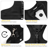 PawPleasure Dog Tuxedo Harness, Adjustable Pet Harness No Pull for Small Medium Dogs, Doggie Wedding Suit with Bow Tie Party Costume (Black, XL)