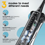 Dog Tooth Brushing Kit, 3-in-1 Dog Electric Toothbrush with Water Flosser, Dog Teeth Cleaning Tools with 3 Modes, Deep Cleaning Kit for Dogs and Cats, IPX7, 1100mAh Battery, Black