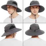 EINSKEY Men's Waterproof Sun Hat, Outdoor Sun Protection Bucket Safari Cap For Safari Fishing Hunting Dark Gray One Size