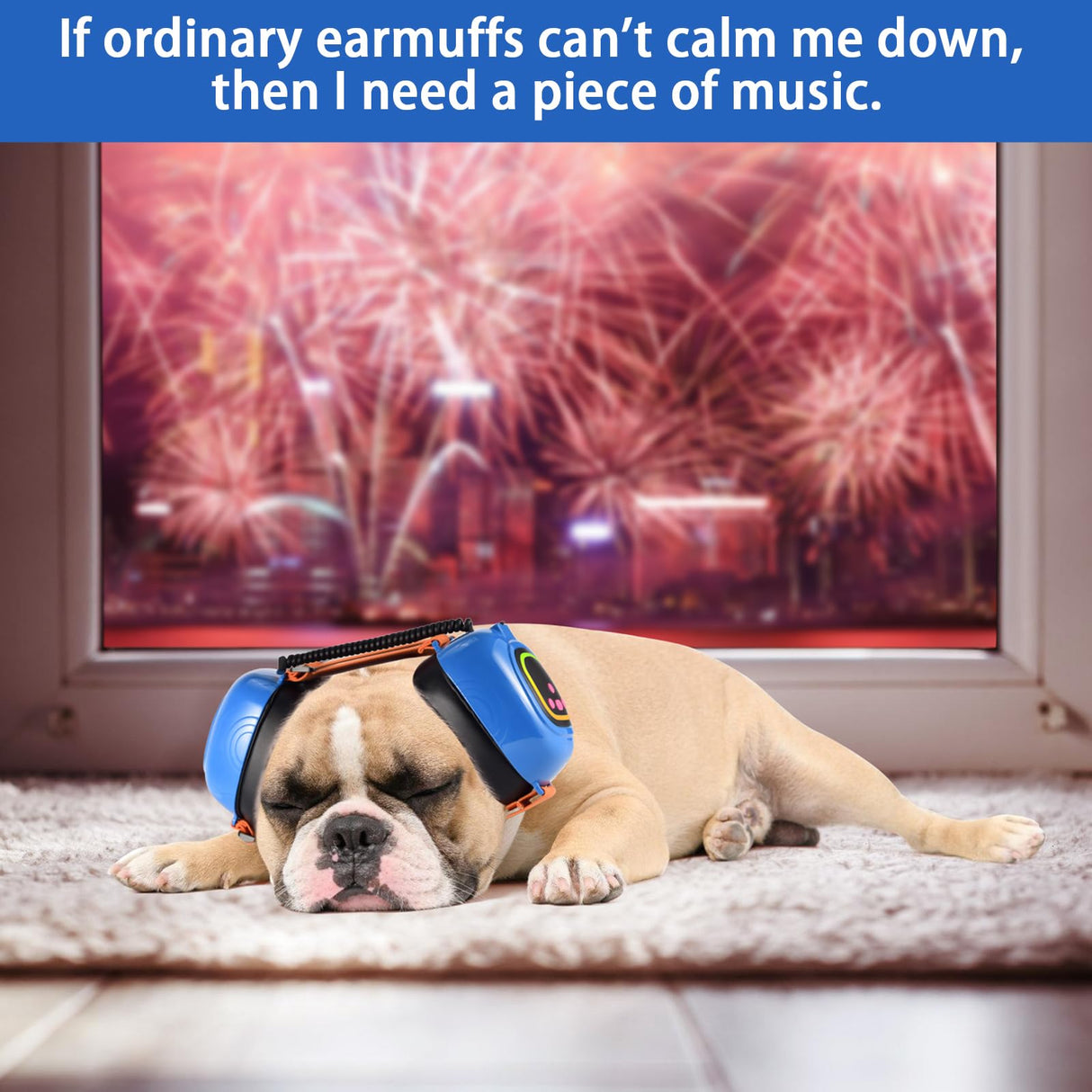 Famikako Dog Music Headphones for Anxiety Relief Fireworks Thunder Noise Blocking Earmuffs with Sound Isolation Calming Classical ASMR Music for Dogs – Pet Ear Muffs (Blue, S)