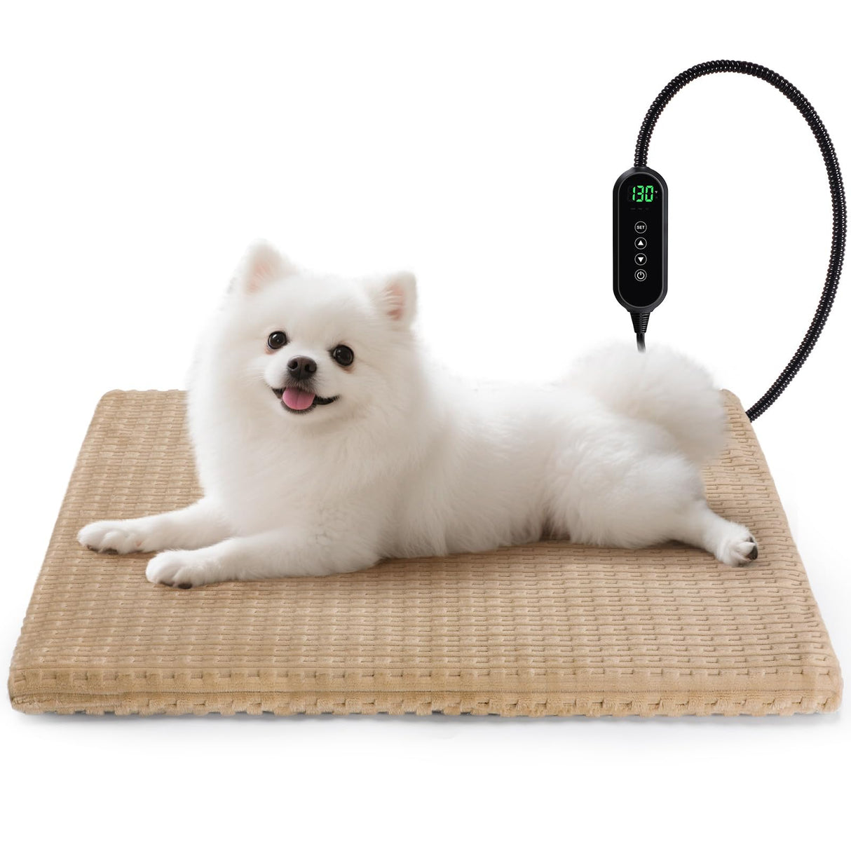 Heated Cat Bed, Waterproof Heated Cat Dog Bed with Adjustable Temperature & Timer, Electric Pet Mat for Indoor Cats Dogs, Chew Resistant Steel Cord（Small: 18"x16" Brown）
