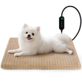 Heated Cat Bed, Waterproof Heated Cat Dog Bed with Adjustable Temperature & Timer, Electric Pet Mat for Indoor Cats Dogs, Chew Resistant Steel Cord（Small: 18"x16" Brown）