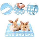 BICHENHWAI 6 Pack Pet Cage Mats 13.3"x9.8" Plastic Leak-Proof Floor Pads with Buckle (Blue/Pink/White) for Rabbits, Guinea Pigs Small Animals