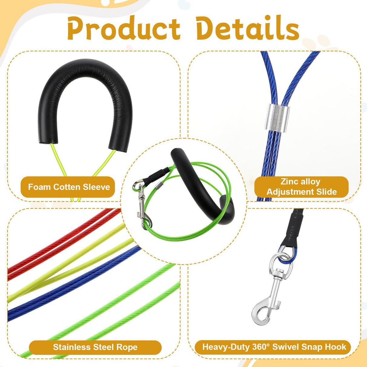 Oqqlin 8 Pcs Pet Grooming Loops, 24.5 Inch Adjustable Dog Restraint Noose Loop 4 Colors Sturdy Dog Cat Bathing Safety Tether for Pet Grooming Table, Bathtub for Pets, Cat, Dogs Bathing