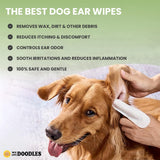We Love Doodles Dog Ear Wipes - Pre Soaked Finger Ear Wipes for Dogs, Safe & Gentle Ear Cleaner for Dogs, Cleans & Deodorizes, Pet Wipes for Dogs, Dog Cleaning Wipes for Easy Grooming, 100 pcs