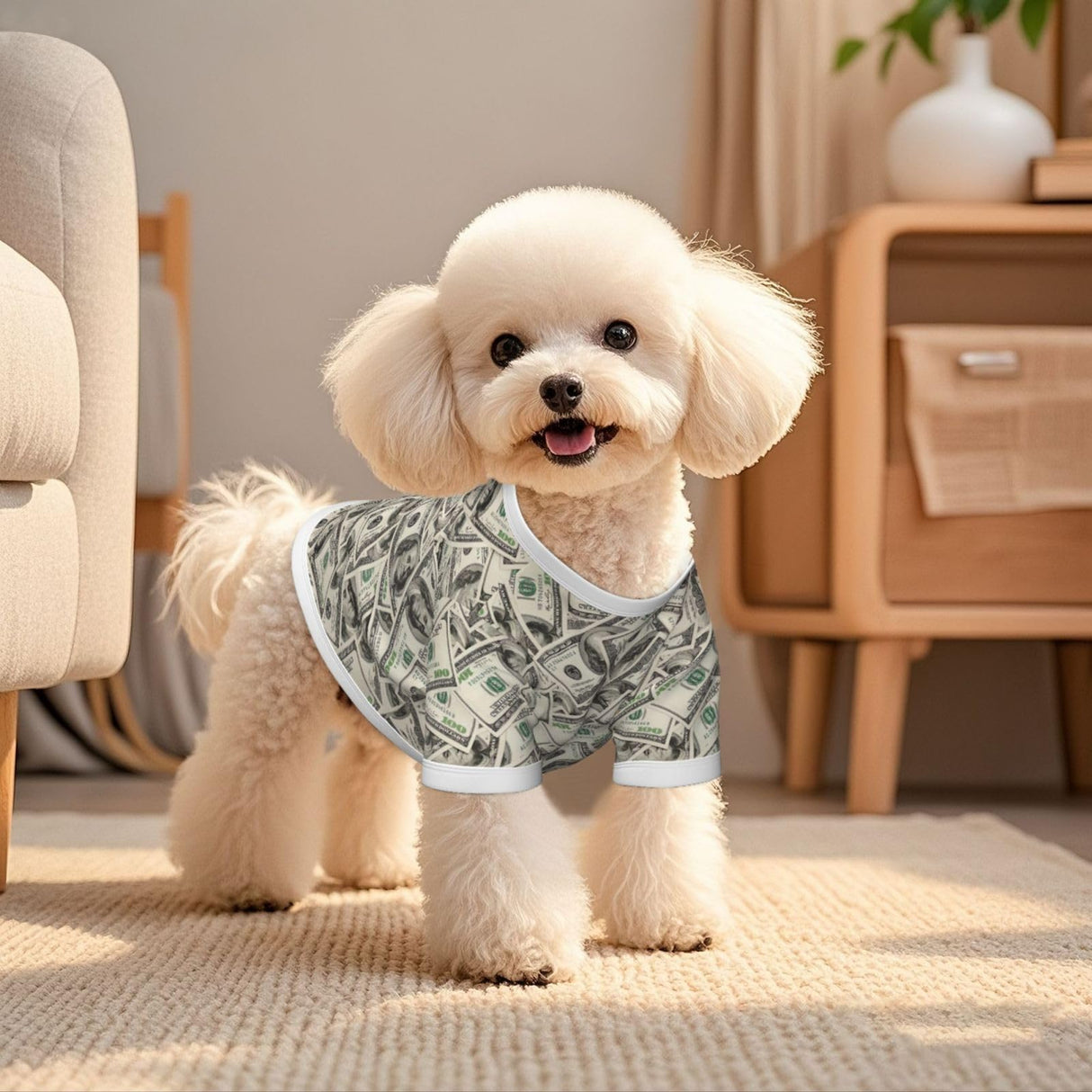 RISOIU Dollar Bills Play Money Dog Shirt Pet Cotton T-Shirt Soft Breathable Dog Clothes Stretchy Puppy Outfit Doggy Tank Top Funny Outdoor Apparel Daily Wear for Small Medium Dogs Cats Grey Large
