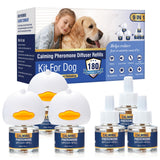Diffuser Kit Dog Pheromones Appeasing Pheromone Diffuser to Calm Reduce Aggression Fighting Barking (3 Plug in+ 6 Pack 48ml Refill) for Anxiety Relieve Relief