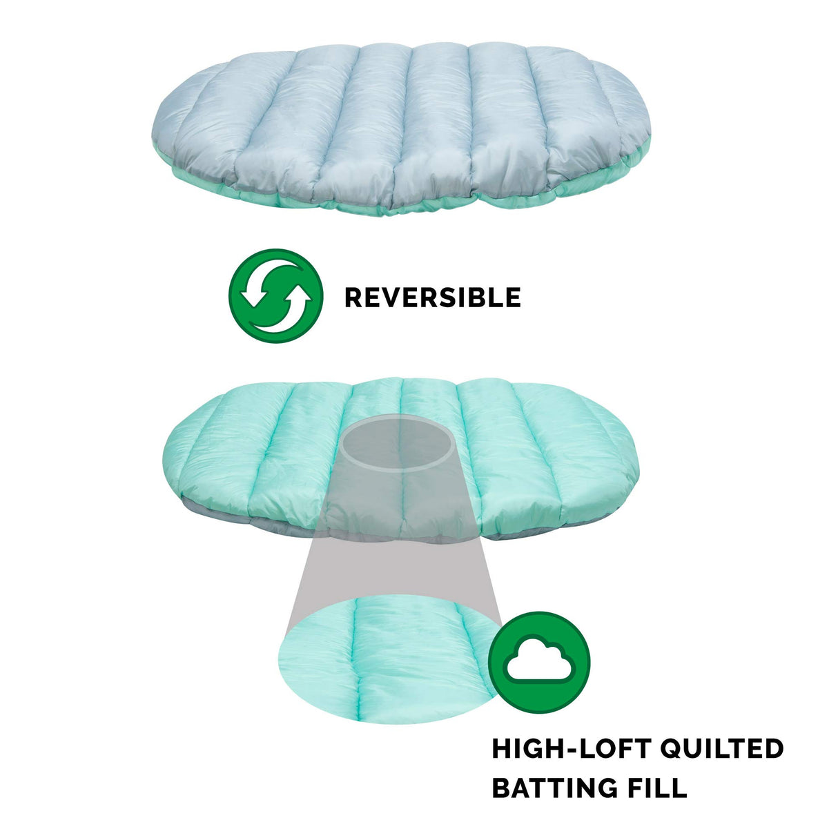 Furhaven Outdoor Travel Dog Bed for Small Dogs w/ Carry Bag, Washable & Foldable, Great for Crates & Kennels - Trail Pup Travel Pillow Mat w/ Stuff Sack Bag - Aqua/Granite Gray, Small