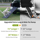 Homfstyi Dog Ramp for Car, 71'' L x 20'' W Dog Ramps for Large Dogs, Extra Wide Pet Ramp with Non-Slip Surface for Medium & Large Dogs to Get in Car, SUV & Truck, Supports Up to 300 Lbs