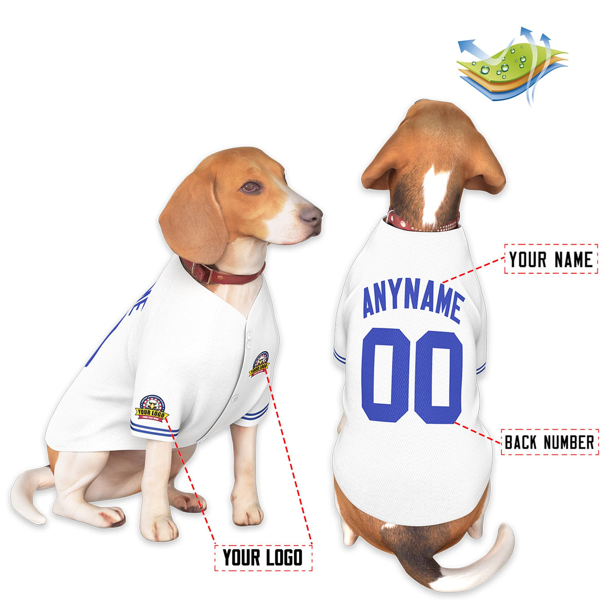 Custom Dog Baseball Jersey with Name Number Logo for Small Pet Dogs-Personalized Dog Shirts