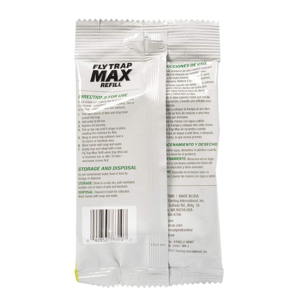 RESCUE! Fly Trap Max Refill – Large Reusable Outdoor Fly Trap (Refill Only) - 4 Refills