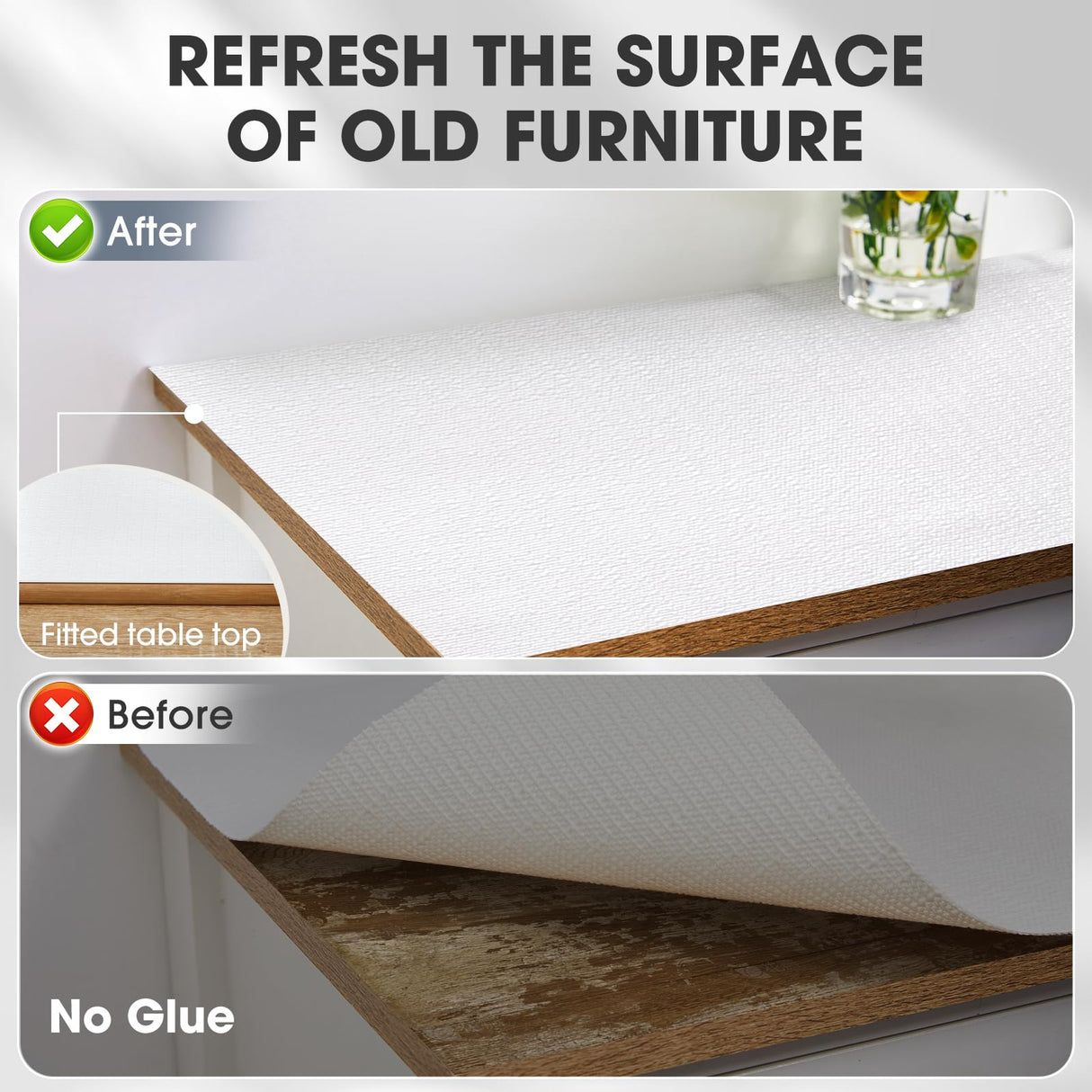 Drawer and Shelf Liner, Non-Slip Kitchen Cabinet Liners Non-Adhesive Thick Strong Grip Waterproof Washable Mats Protect Dresser Shelves Cupboard Bathroom Cabinets, White, 12 in X 10 FT