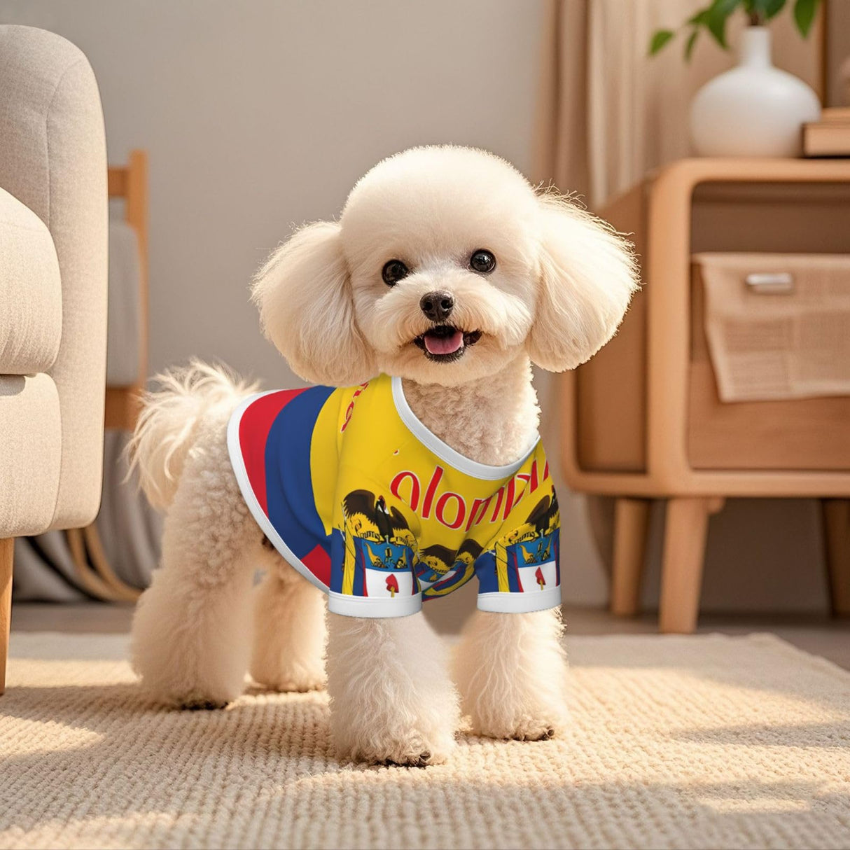 KINGUYSE Colombia Coat of Arms Flag Colombian Flags Dog Shirt Pet Cotton T-Shirt Short Sleeve Outfit Soft Breathable Pet Clothes Stretchy Doggy Tank Top Apparel Dogs Cats Outdoor Sweatshirt Small