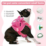 OUOBOB Dog Harness with Backpack, Adjustable Dog Backpack Harness for Small Medium Dogs, No-Pull Breathable Backpacks for Dogs to Wear, for Traveling, Hiking, Camping, Training, Pink L