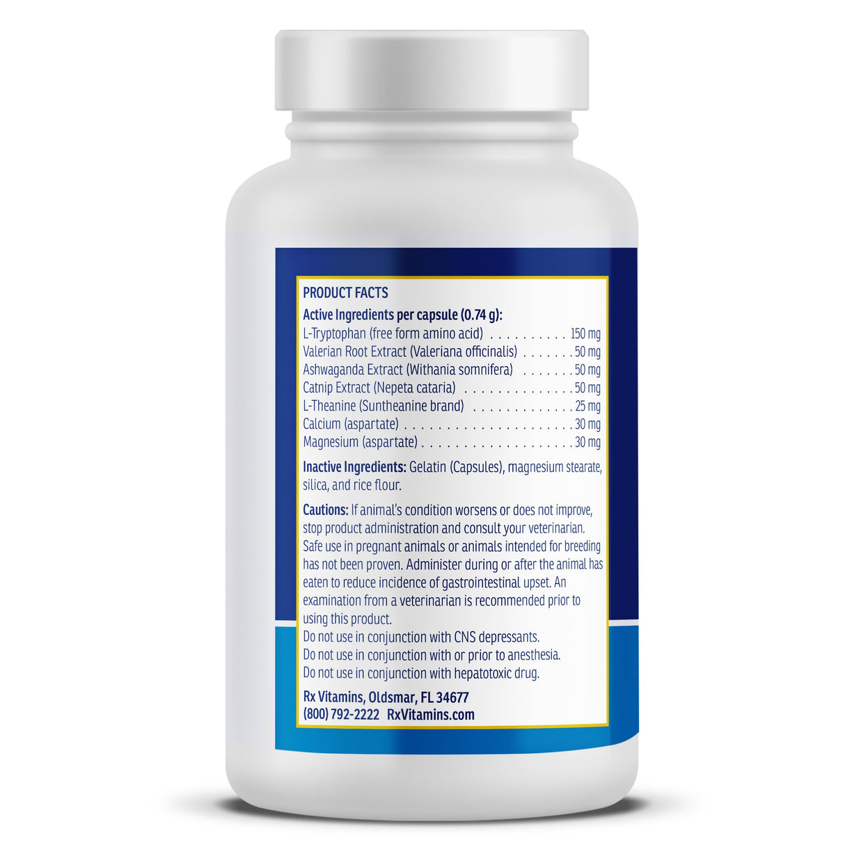 Rx Vitamins NutriCalm - Calming Care for Dogs with Valerian Root, Tryptophan, & Ashwagandha - Aids in Separation Anxiety Relief for Dogs and Stress Relief - Road Trip Essentials & Relaxant - 50ct