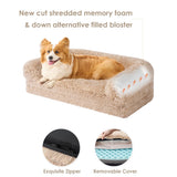 EHEYCIGA Foldable XXL Dog Bed for Large Sized Dog, 54"x38"x7.5" Faux Fur Fluffy Pet Couch Bed, Orthopedic Calming Memory Foam Big Pet Bed, Washable Pet Sofa Bed with Non-Slip Bottom, Camel