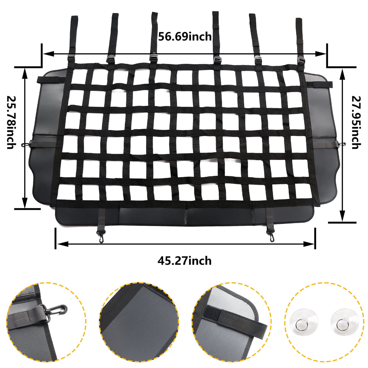 BESTAOO Pet Net Vehicle Safety Mesh Dog Barrier for Jeep Wrangler JK JL 2 Door 4-Door 2007-2026,Rear Seat Isolation Net,Easy to Install,Updated Version