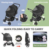 Timati Pet Stroller Dog Strollers for Medium Dogs and Cats with Reversible Handle, 360 Rotating Front Puppy Stroller for Small/Medium Dogs with Mesh Windows 4 Wheels Carts for Outdoor (Black)
