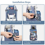 FINPAC Crutch Accessories Bag, Water-Resistant Storage Organizer Tote Bag with Drink Holder and Zipper Pouch for Crutches, Underarm Crutches Attachment (Blooming Hibiscus)