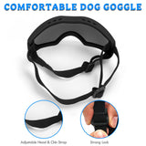 Dog Sunglasses Dog Goggles Pet Glasses Pet Eyewear with Adjustable Strap, Glasses for Medium Large Dog Swimming Skating Glasses UV Proof Windproof Dustproof (Black Frame + Gray Lens)