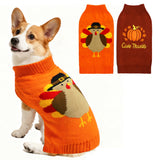 PAYHTOW 2 Pack Thanksgiving Dog Sweater, Knitted Dog Thanksgiving Fall Holiday Sweaters Outfit Clothes for Small Medium Large Dogs Pets (Turkey & Pumpkin, X-Large)