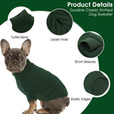 Dog Sweaters for Large Dogs Classic Turtleneck Dog Christmas Sweater Thick Warm Pullover Male Puppy Pet Stretch Knitwear Fall Winter Clothes with Leash Hole(Green, 2XL)