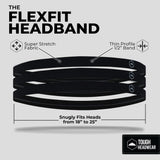 Tough Headwear Thin Elastic Headbands for Men - Sports Hair Head Band for Women & Men - Non Slip Mens Workout Headband - Running or Soccer Headband - 6-Pack